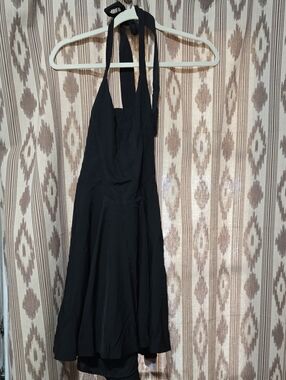 Chic Black Halter Mini Dress - Sleek Evening Style
